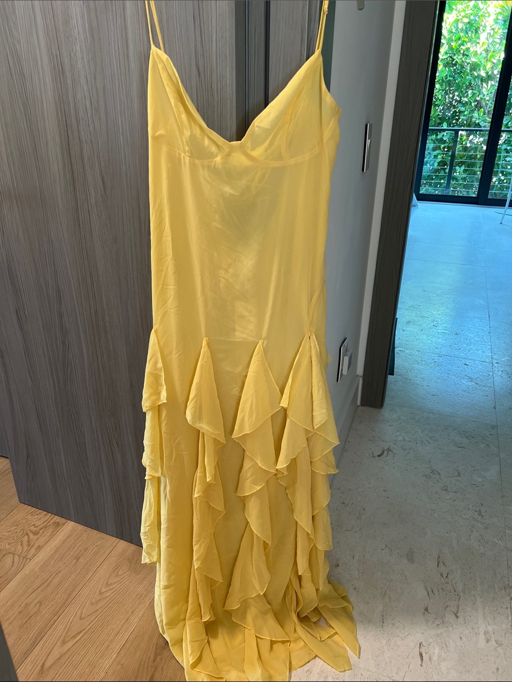 REVOLVE Yellow Spaghetti-Strap Ruffle Maxi Dress - Picture 9 of 12